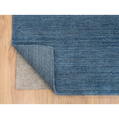 10'X14' Denim Blue Hand Loomed Modern Design Pure Wool Rug