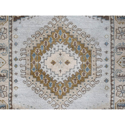 2'9"X21'9" Gray Zoroastrian Village Inspired Wool Hand Knotted Runner Rug