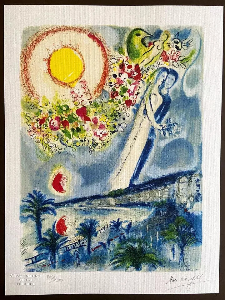 Marc Chagall Lithograph Coa Original Hand-Signed Hand-Numbered Collection Stamp