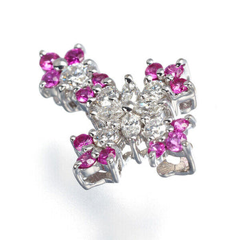 Pink Sapphire 0.30ct Diamond 0.25ct Cross Pendant