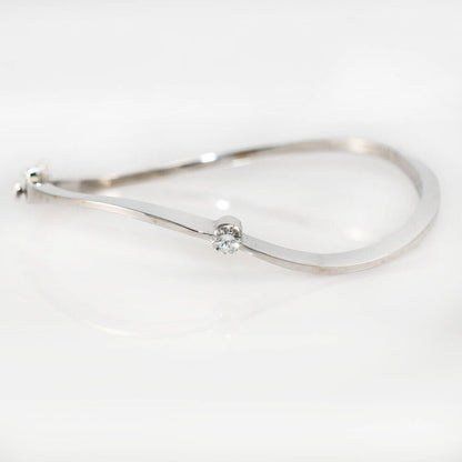 18K White Gold Bangle Diamond Bracelet, .30Ct,