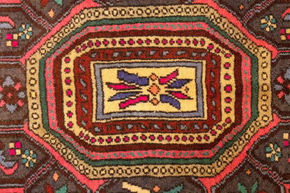 Vintage Handmade Oriental Rug Geometric Floral