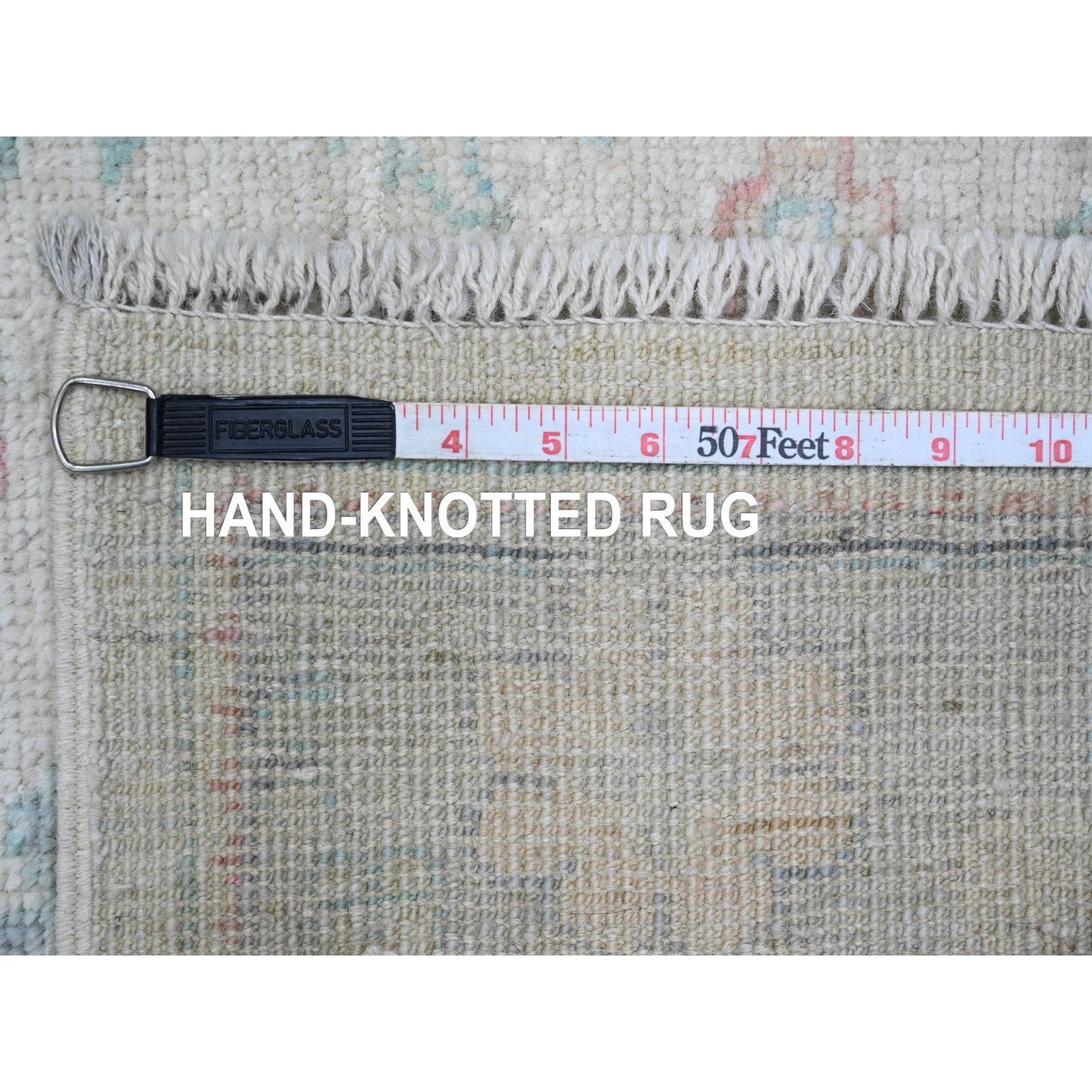 2'9"X11'7" White Hand Knotted Afghan Angora Oushak Pure Wool Runner Rug