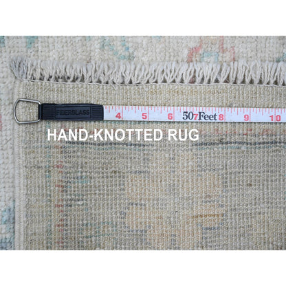 2'9"X11'7" White Hand Knotted Afghan Angora Oushak Pure Wool Runner Rug