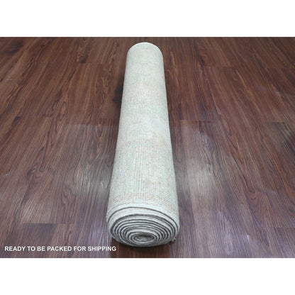 2'10"X11'5" White Angora Oushak Leaf Pattern Hand Knotted Wool Runner Rug
