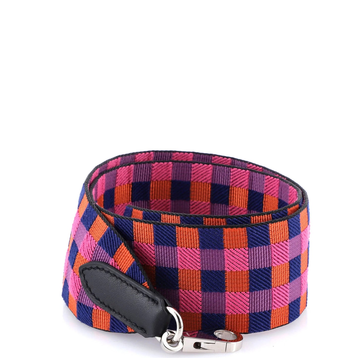 Hermes Sangle Shoulder Strap Maxi Quadrille Canvas 50