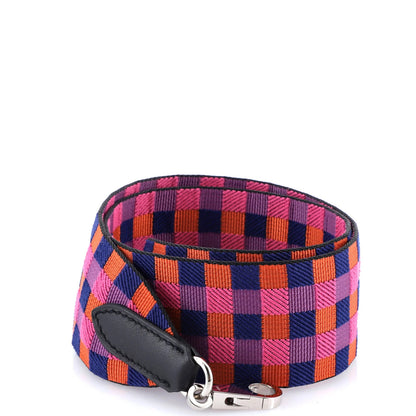 Hermes Sangle Shoulder Strap Maxi Quadrille Canvas 50