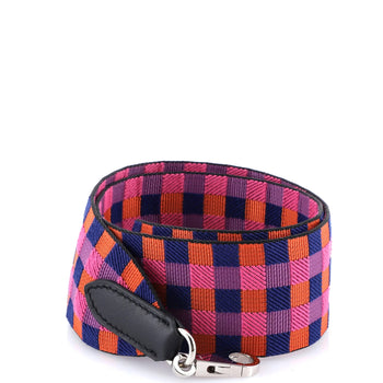 Hermes Sangle Shoulder Strap Maxi Quadrille Canvas 50