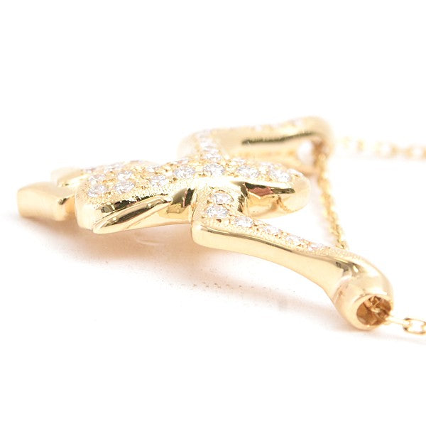 Mikimoto Monkey Motif Diamond And Pearl Necklace 0.40Ct Gold K18