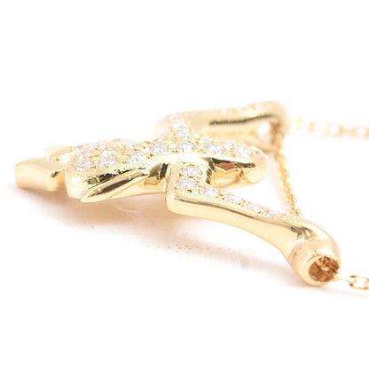 Mikimoto Monkey Motif Diamond And Pearl Necklace 0.40Ct Gold K18
