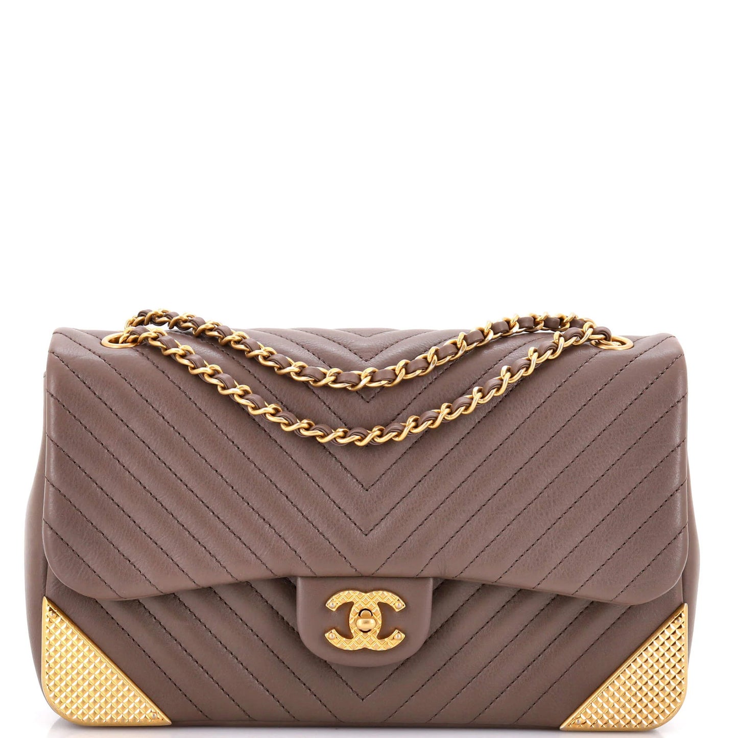 Chanel Rock The Corner Flap Bag Chevron Leather Medium