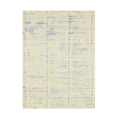 5'X7' Ivory Modern Design Textured Weave Hand Knotted Wool & Silk Rug