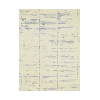 5'X7' Ivory Modern Design Textured Weave Hand Knotted Wool & Silk Rug
