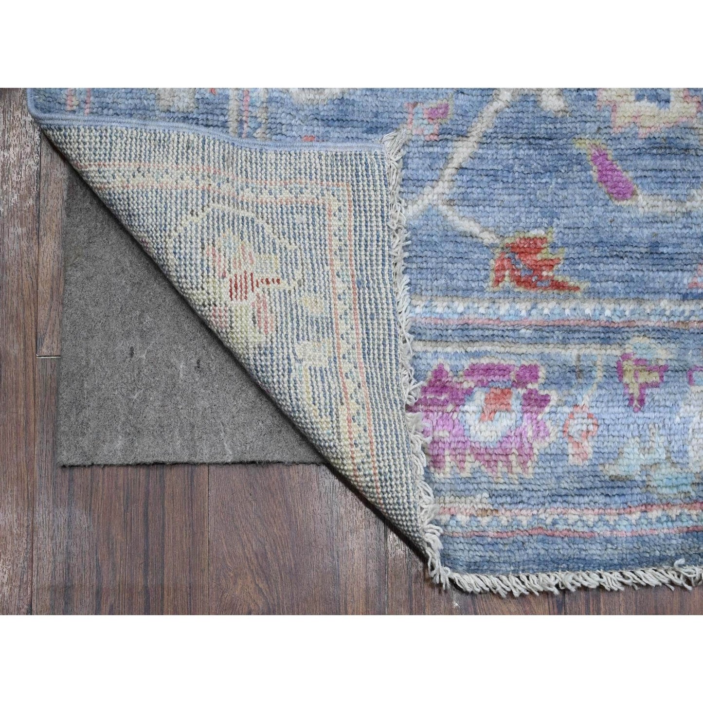 2'9"X15'3" Blue Afghan Angora Oushak Rural Medallions Runner Oriental Rug