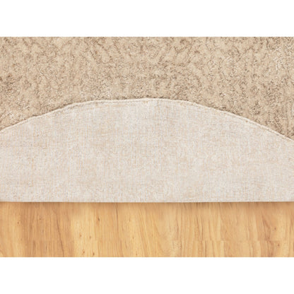 5'9"X5'9" Taupe Fine Jacquard Hand Loomed Round Wool And Art Silk Rug
