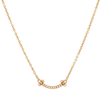 Tiffany & Co. T Smile Pendant Necklace 18K Yellow Gold With Diamonds Mini