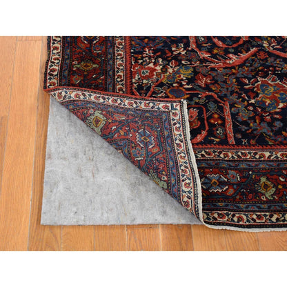 4'7"X6'9" Navy Antique Zoroastrian Mustaffi Design Wool Hand Knotted Rug