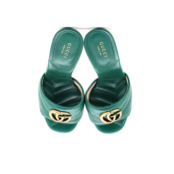 Gucci Women'S Marmont Slide Heeled Sandals Matelasse Leather