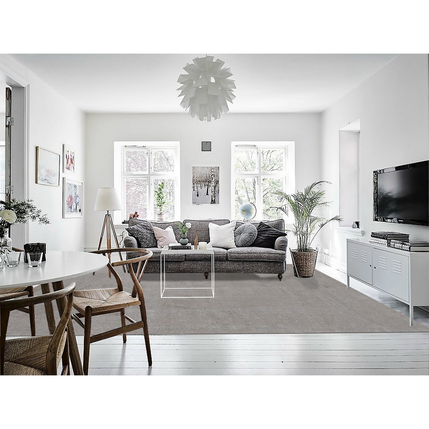 8'9"X12'1"Taupe Fine Jacquard Loomed Wool And Silk Zoroastrian Design Rug