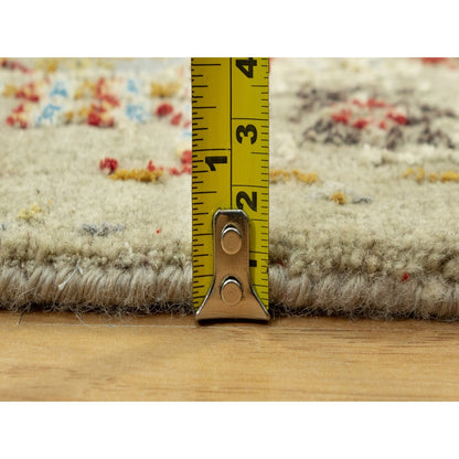 2'8"X6' Camel Wool And Silk Sunset Hand Knotted Runner Oriental Rug