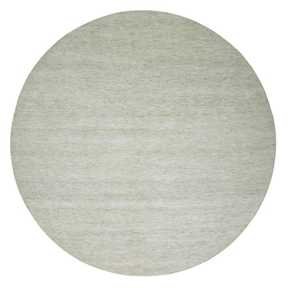 12'X12' Mushroom Gray Wool Hand Knotted Grass Design Round Oriental Rug