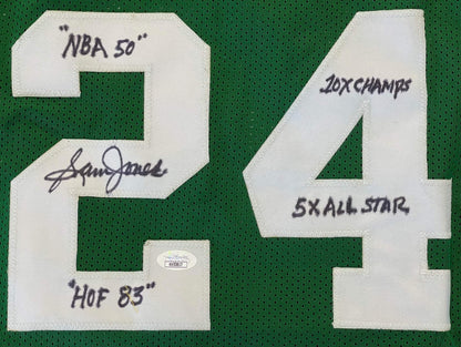 Sam Jones Autographed Boston Celtics Custom Xl Jersey (Jsa)