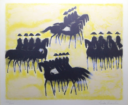 COA Andre Brasilier Original Lithograph "Black Horse" Signed Framed ED200 with