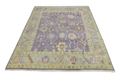 Hand-Knotted Muted Oushak Rug Colorfast Oriental