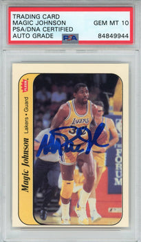 Magic Johnson Autographed 1986 Fleer Sticker Card #7 (Psa)