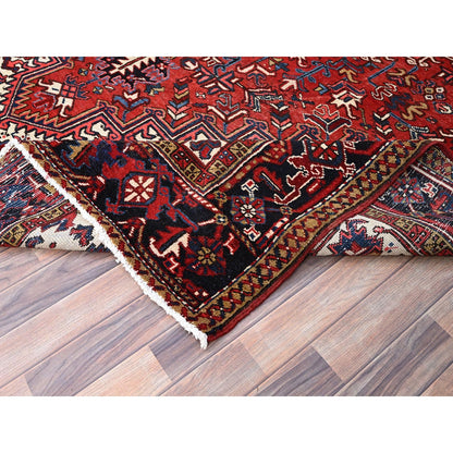 9'X11'3" Locomotive Red Antique Heris Village Design Wool Oriental Rug
