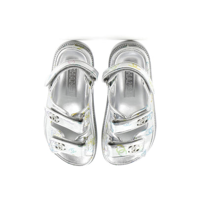 Chanel Women'S Dad Sandals Printed Laminated Leather