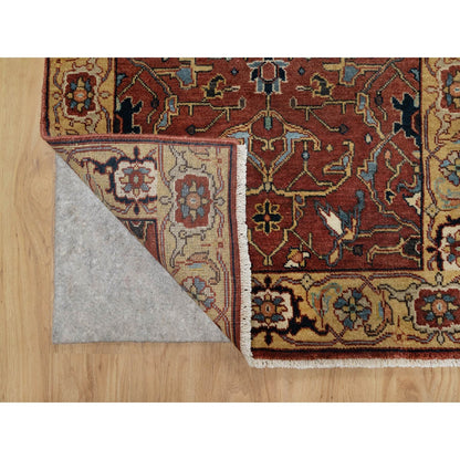 2'6"X6'1" Red Antiqued Fine Heris Recreation Hand Knotted Wool Runner Rug
