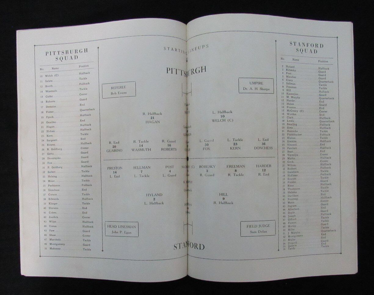 1928 Rose Bowl Pittsburgh Vs. Stanford College
