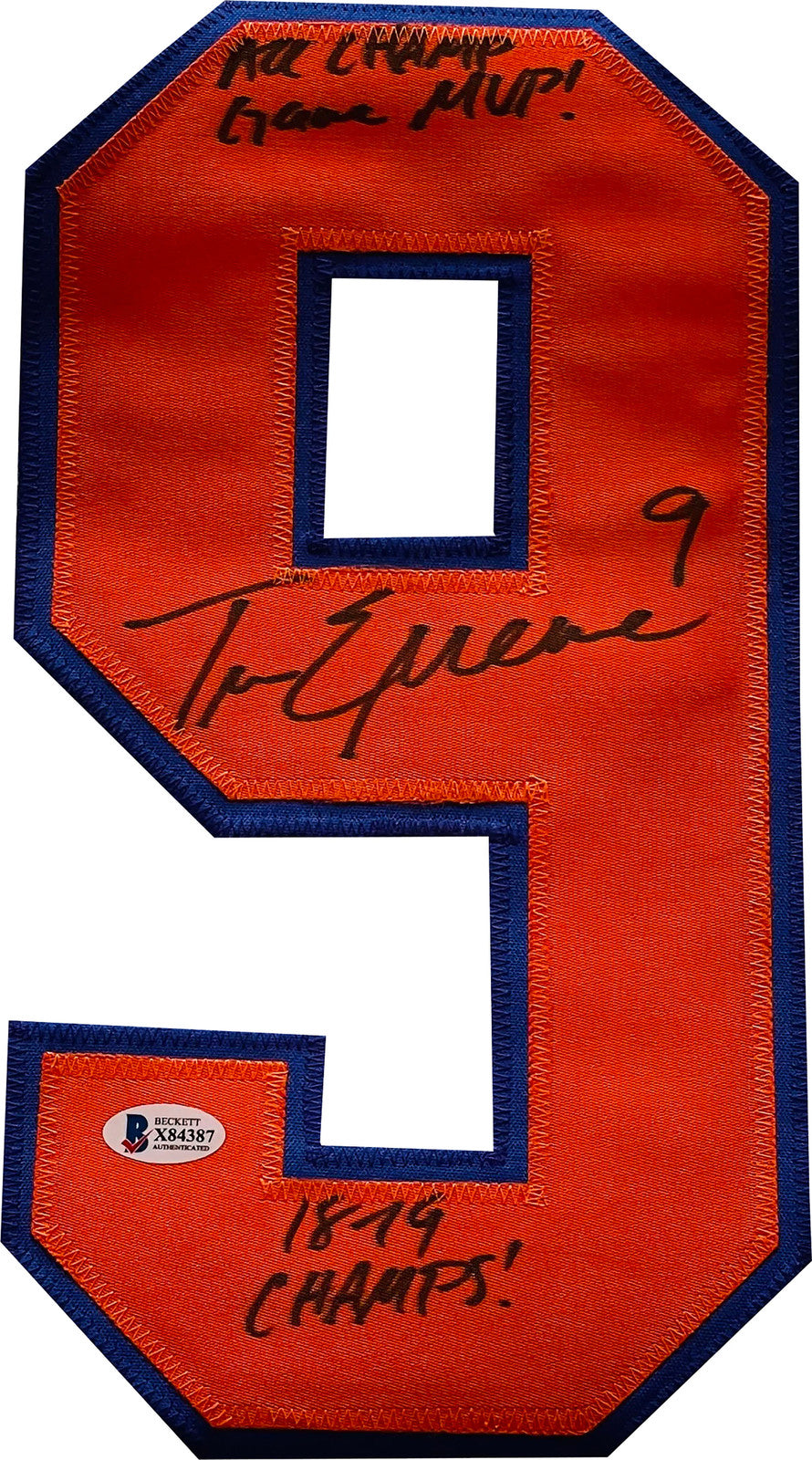 Travis Etienne "Acc Champ Game Mvp & 18-19 Champs" Autographed Clemson Custom Wh