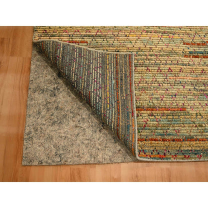 9'1"X12'2" Beige Wool And Sari Silk With Textured Weave Hand Knotted Rug