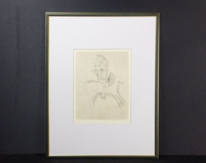 Kate?Ina ?Ern (Czech) Signed Etching "Lady On White Horse" 1988, Ed.70, Framed