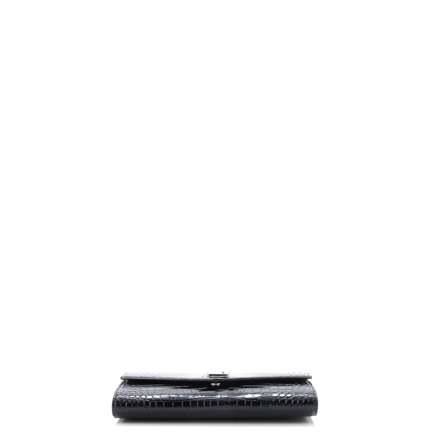 Saint Laurent Uptown Chain Wallet Crocodile Embossed Leather