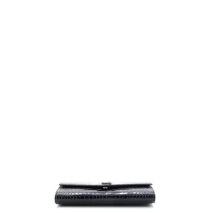 Saint Laurent Uptown Chain Wallet Crocodile Embossed Leather