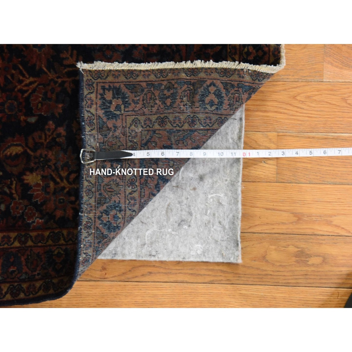 3'2"X4'8" Midnight Blue Hand Knotted Rug Antique Zoroastrian Saroogh Wool