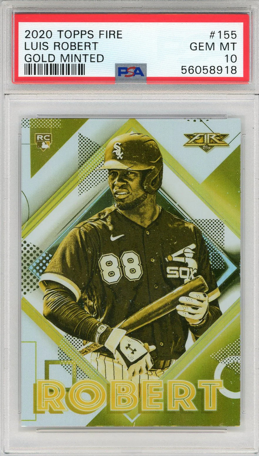 Luis Robert 2020 Topps Fire Gold Minted Rookie Card #155 (Psa)
