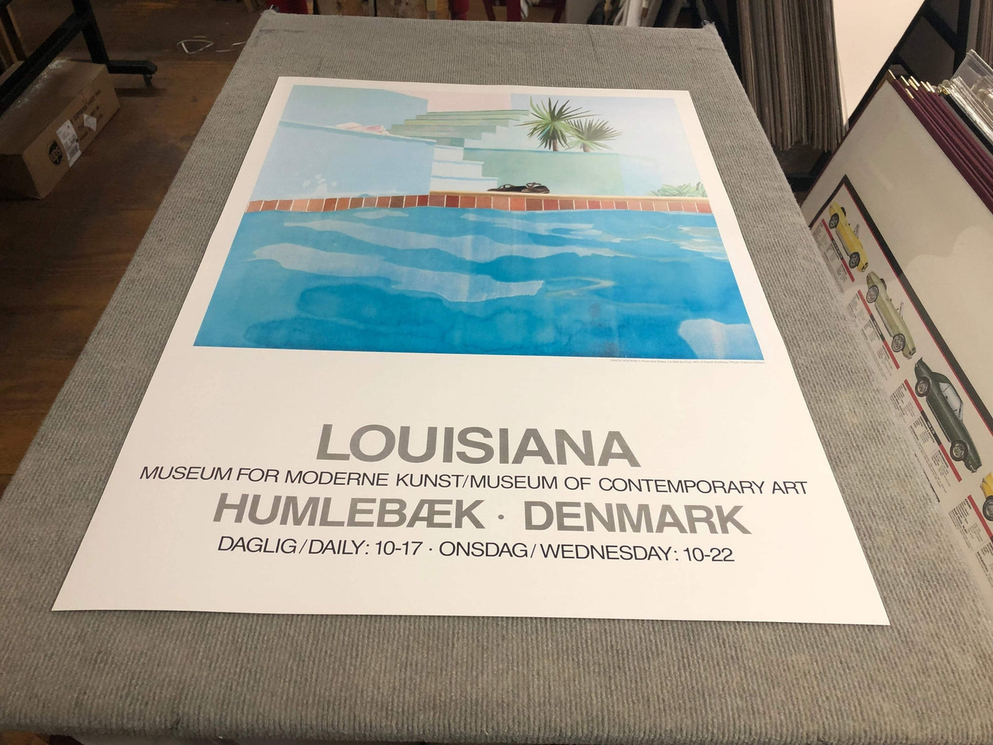 Green DAVID HOCKNEY Pool and Steps 33.5" x 24.5" Poster 2021 Pop Art Red Blue