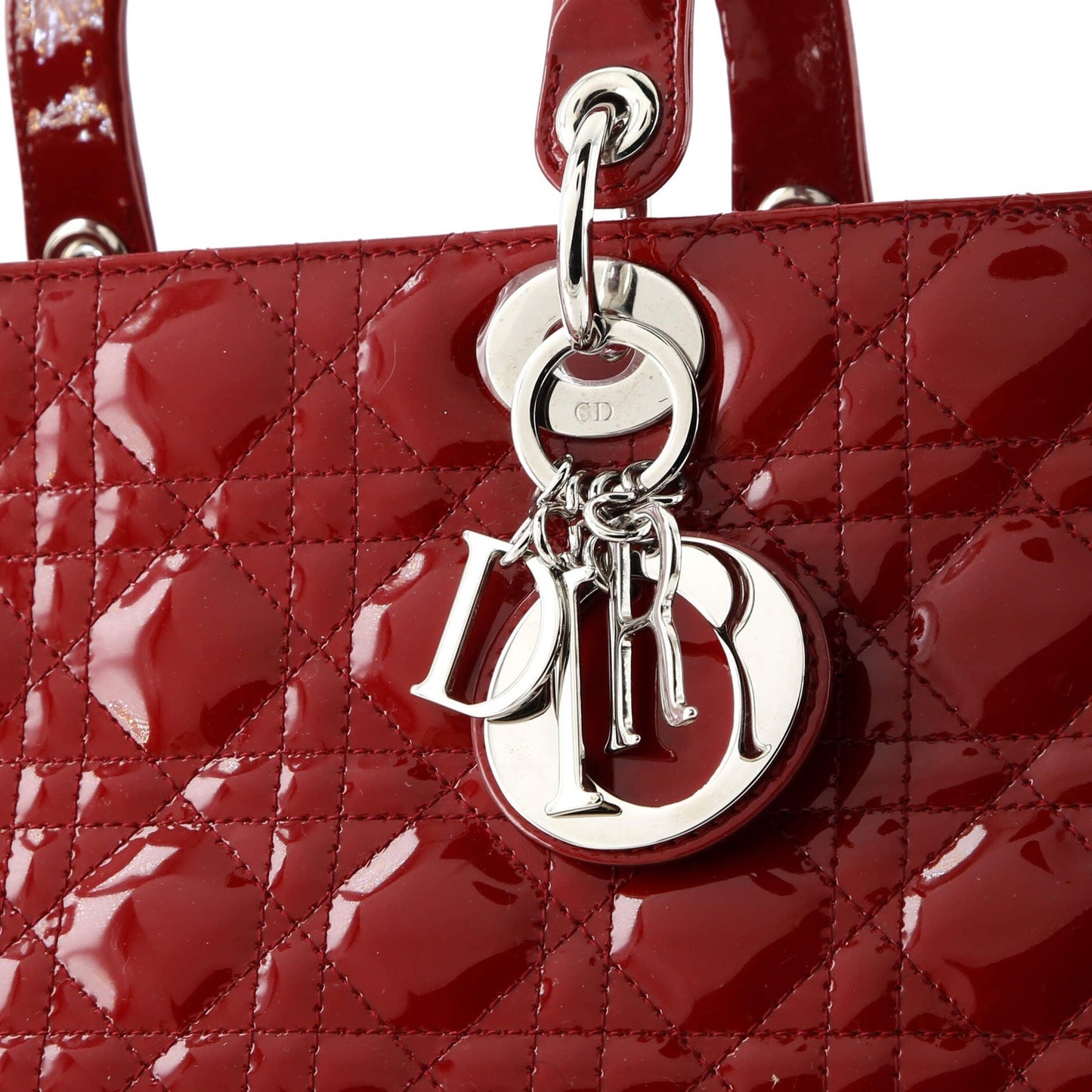 Christian Dior Lady Dior Bag Cannage Quilt Patent Large