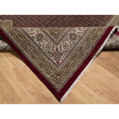 11'9"X15'1" Carmine Red Tebraz Mahi Soft Wool Hand Knotted Oversized Rug