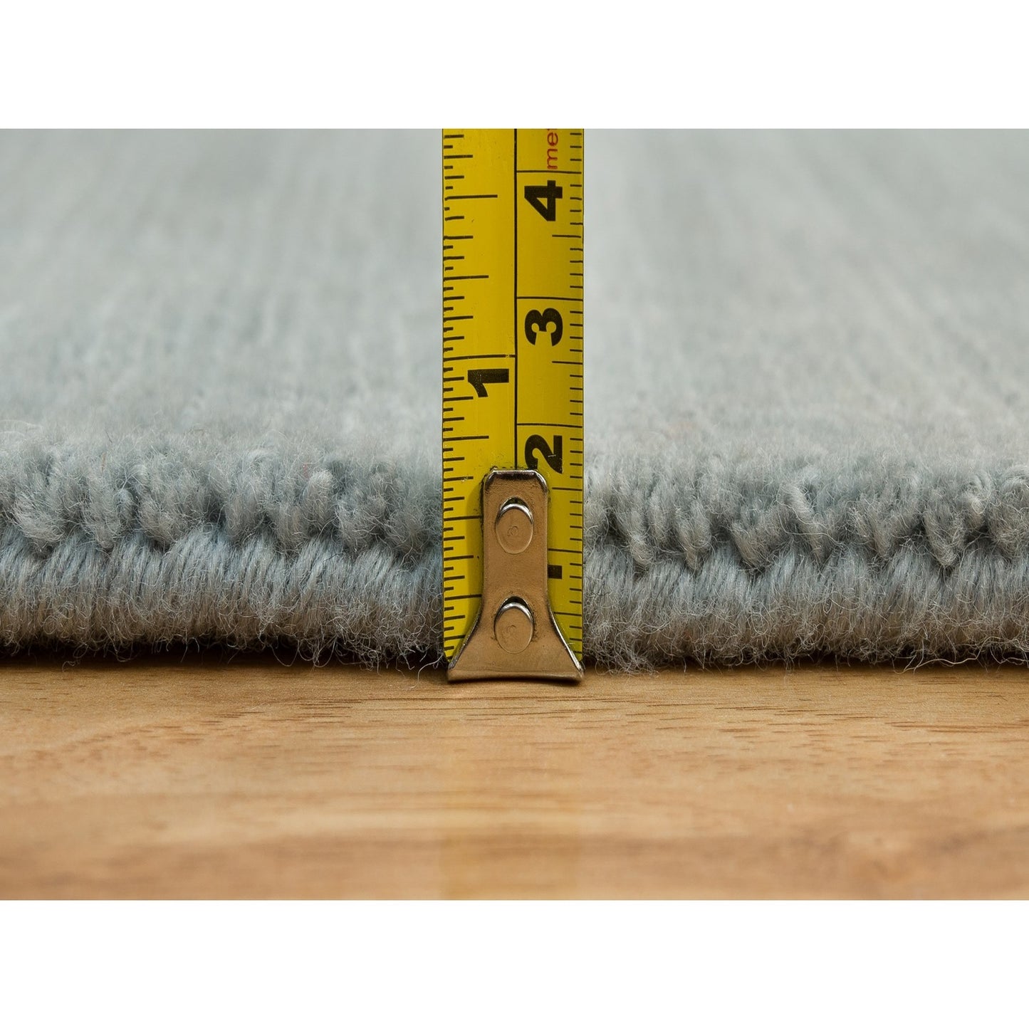 2'X3'1" Stormcloud Gray Loom Knotted Wool And Plant Based Silk Mat Rug