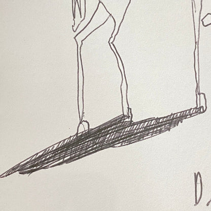 Mark Kostabi 1984 Original Painting Drawing Black Ink On Paper Signed Coa