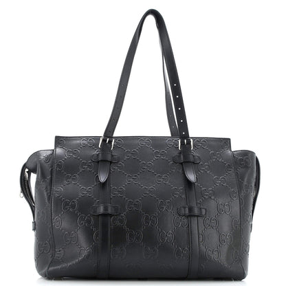 Gucci Tote Bag Gg Embossed Perforated Leather