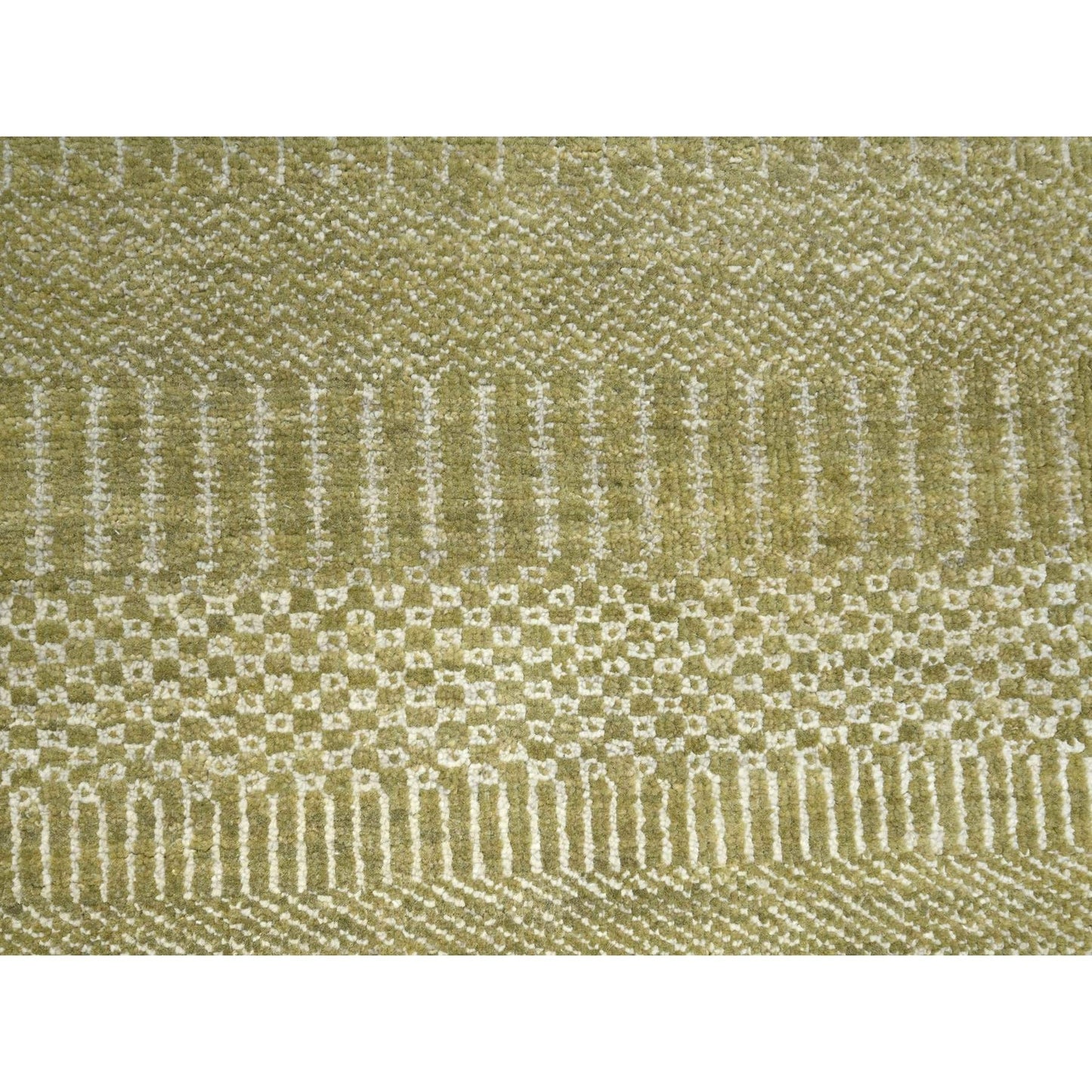 6'X8'9" Shades Of Brown Modern Grass Design Hand Knotted Wool & Silk Rug