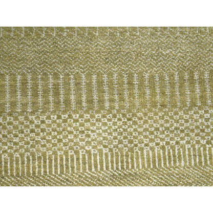 6'X8'9" Shades Of Brown Modern Grass Design Hand Knotted Wool & Silk Rug