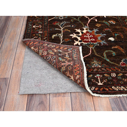 2'8"X8'5" Brown Flower Blossom Design Oriental Afghan Sultani Runner Rug