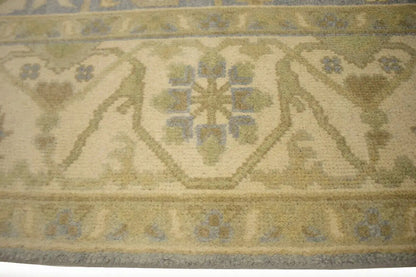 Handmade Oushak Oriental Rug Muted Gray Floral